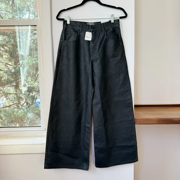 NWT Free People We The Free Misha Vegan Leather Pants Barrel Wide Leg Black 29 - Picture 4 of 11